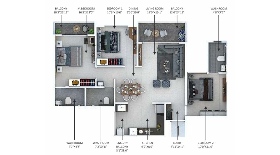 Sonigara-24-Sunshine-Viva-Floor-Plan-3 BHK-969 Sqft